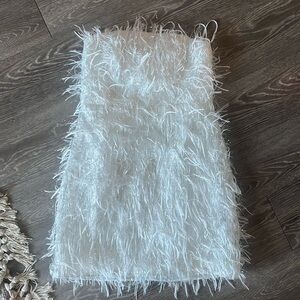 Strapless Lulu’s Fur and Sparkle mini dress
